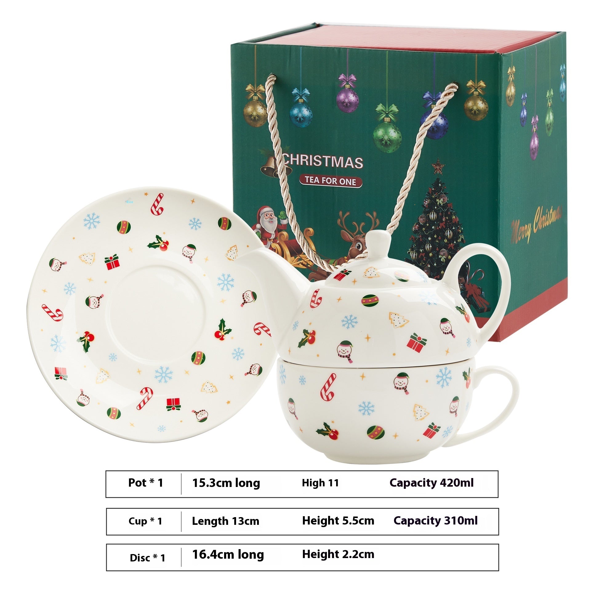 Vergoldetes Tee Set vergolded mit Weihnachtsmotief