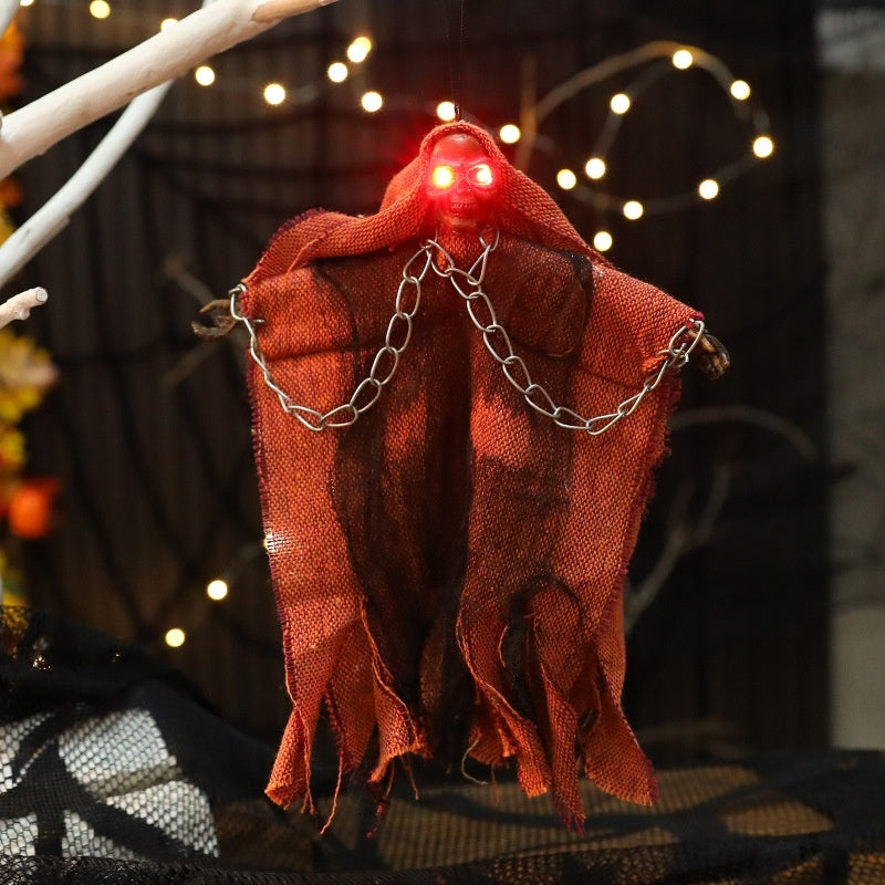 Halloween Hanging Ghost Iron Chain Glowing Skull Decorative Ornaments
