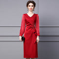 Wine Red Dress Women's Nail Diamond