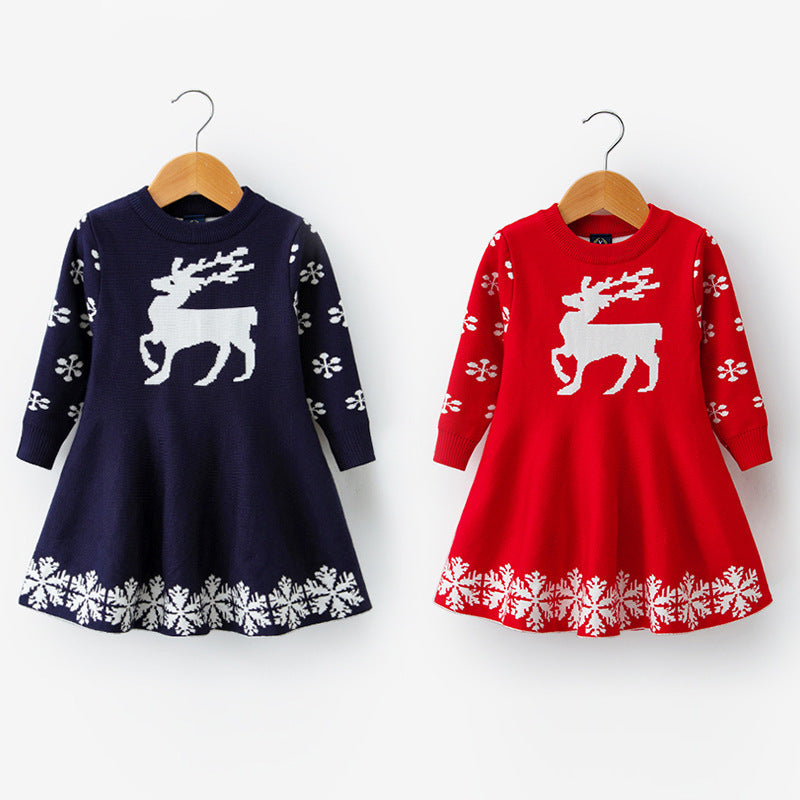 Für Mädchen - Langarm Weihnachtskleid