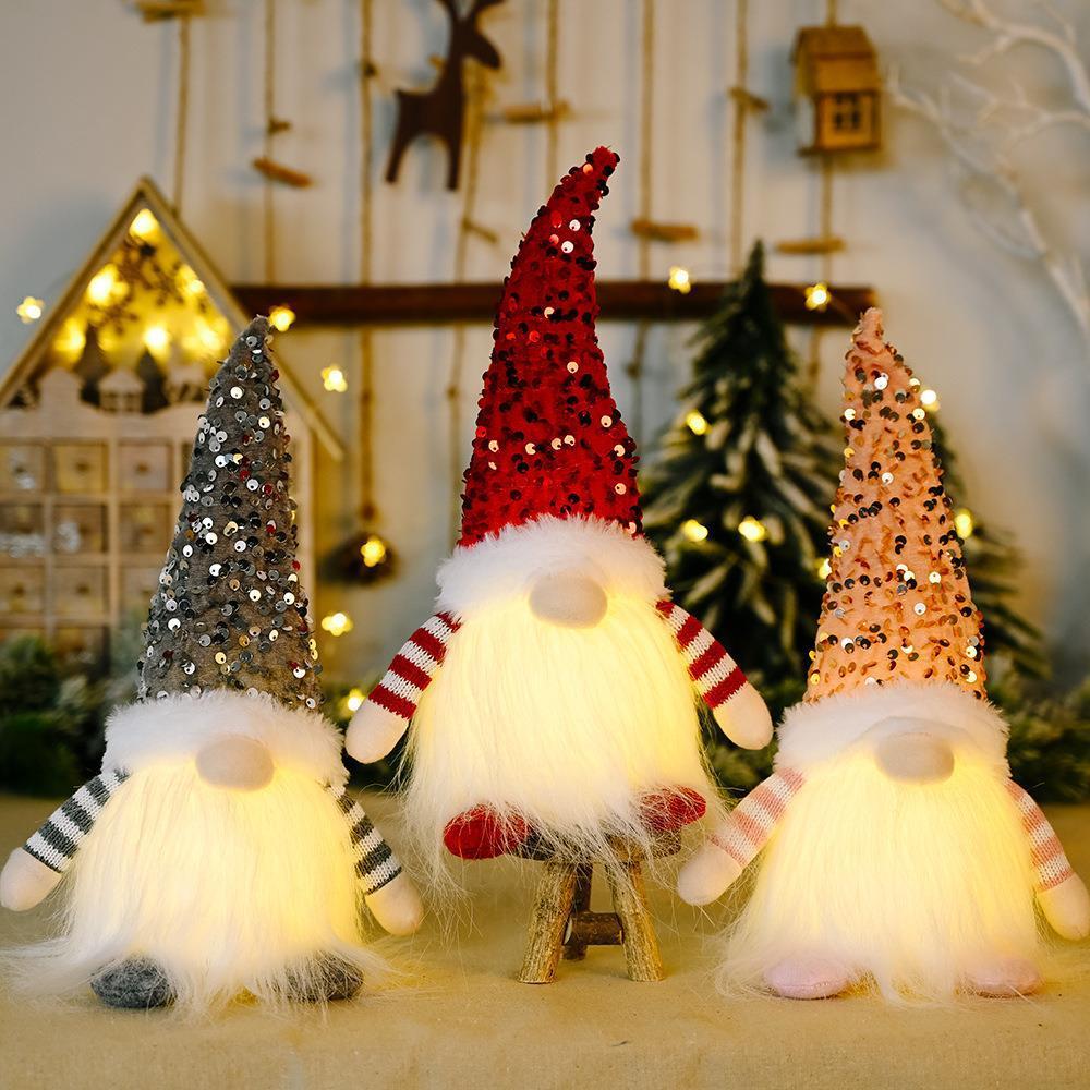 Christmas Decoration Sequins With Lights Rudolph Doll