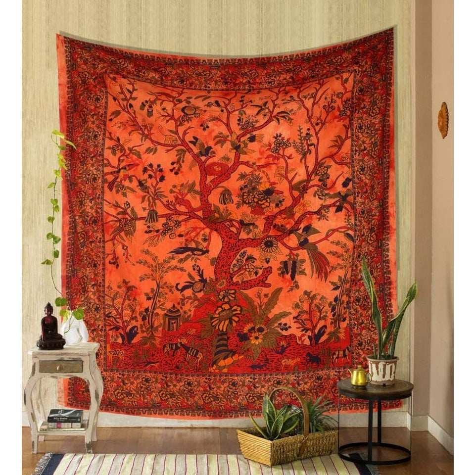 White Tree Of Life Flower Plant Pattern Tapestry
