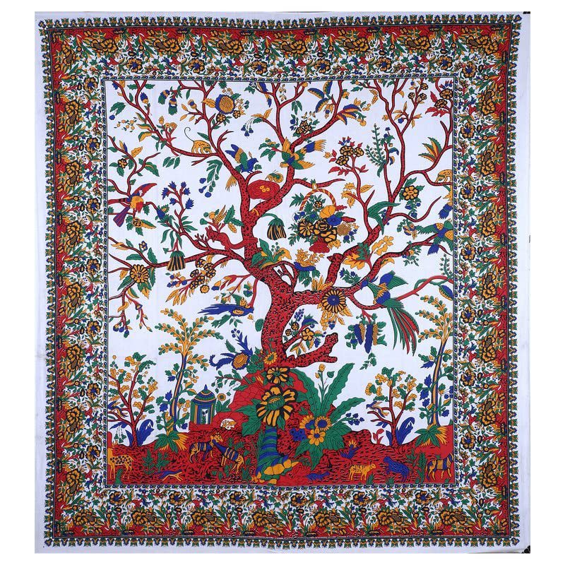 White Tree Of Life Flower Plant Pattern Tapestry