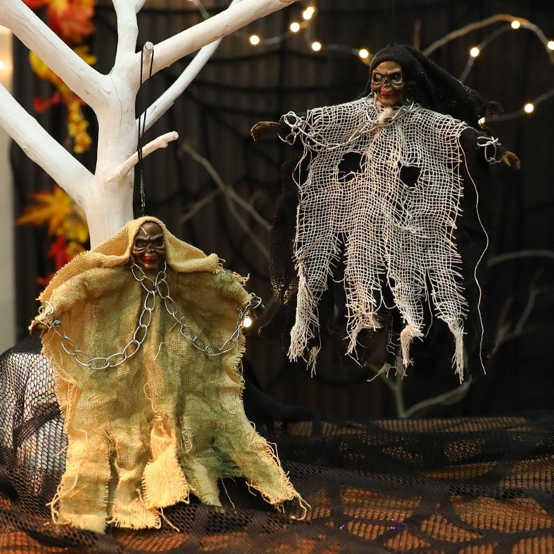 Halloween Hanging Ghost Iron Chain Glowing Skull Decorative Ornaments