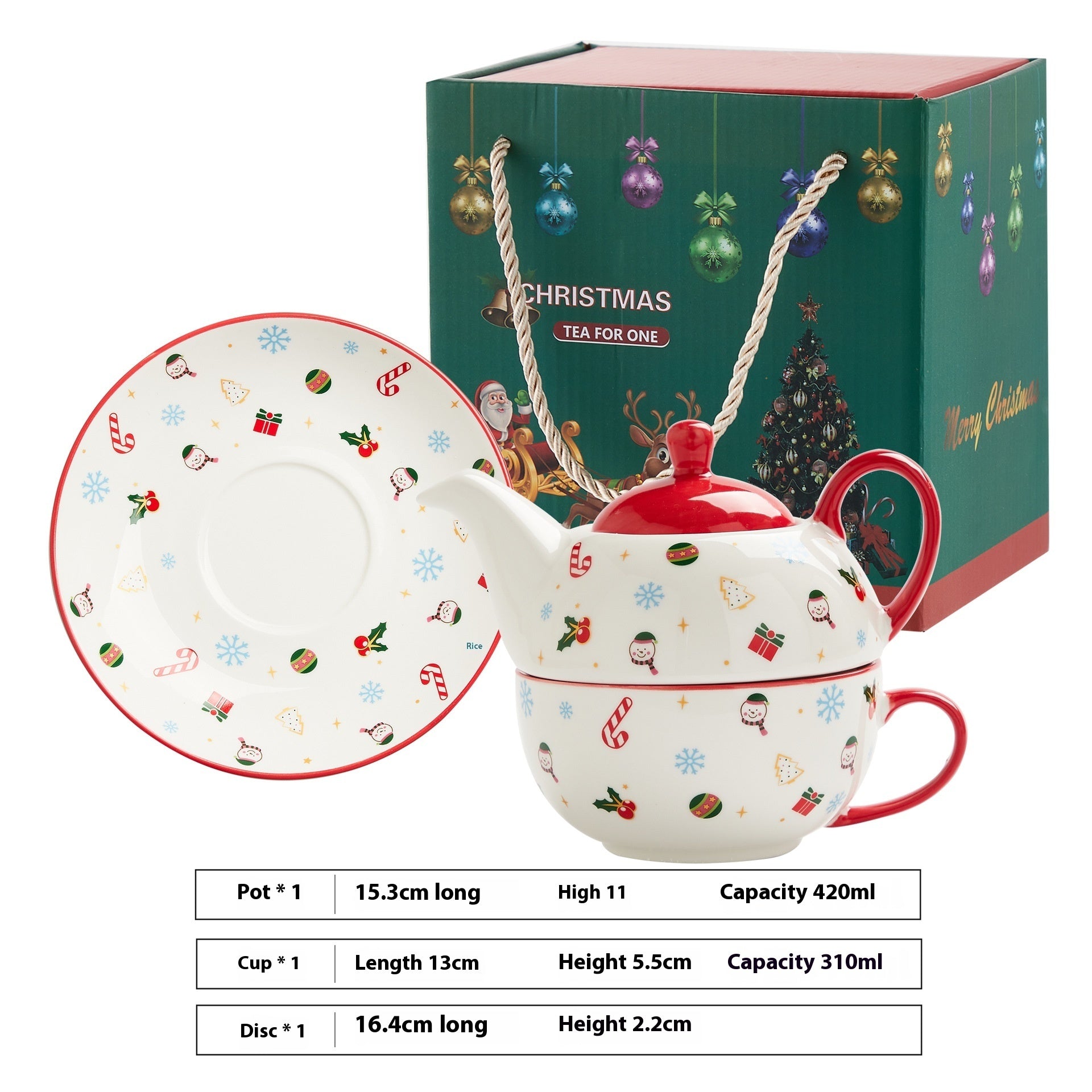 Vergoldetes Tee Set vergolded mit Weihnachtsmotief
