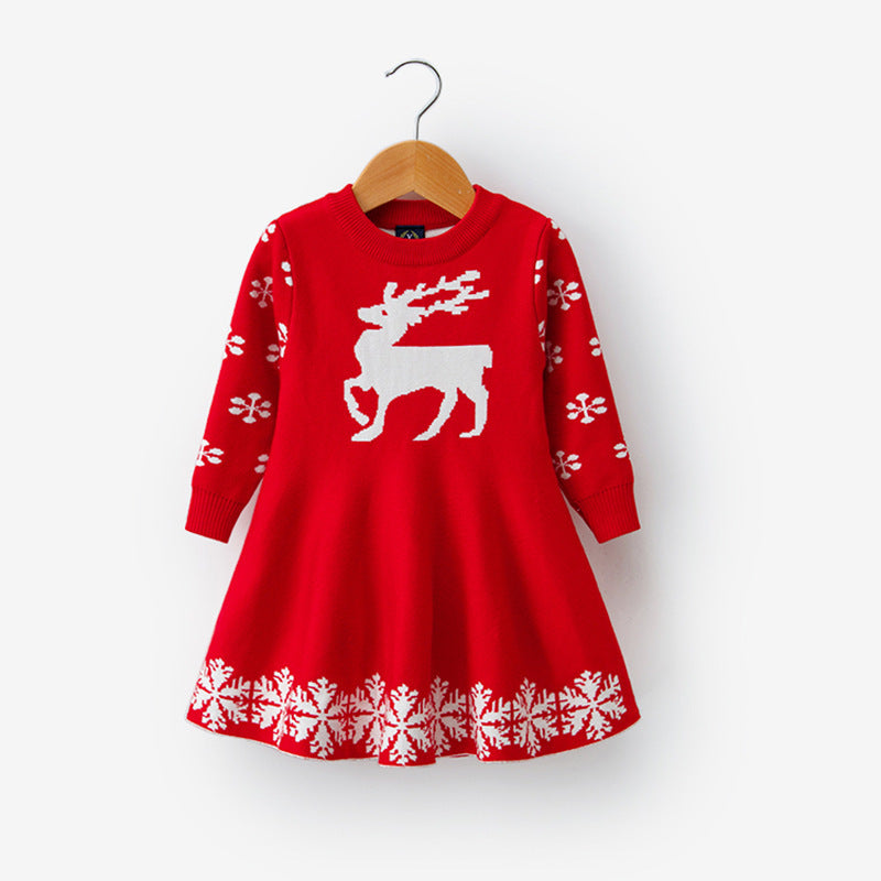 Für Mädchen - Langarm Weihnachtskleid