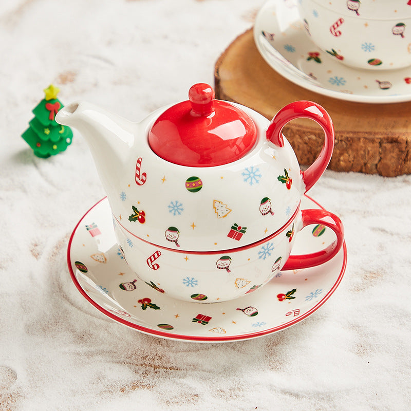 Vergoldetes Tee Set vergolded mit Weihnachtsmotief