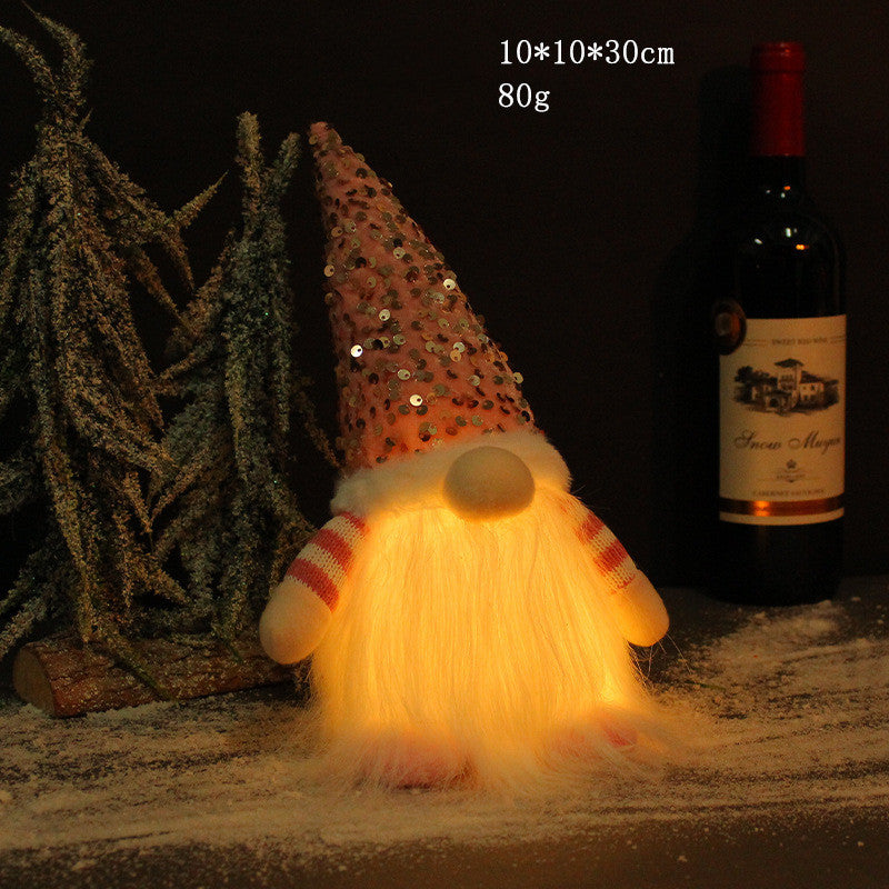 Christmas Decoration Sequins With Lights Rudolph Doll