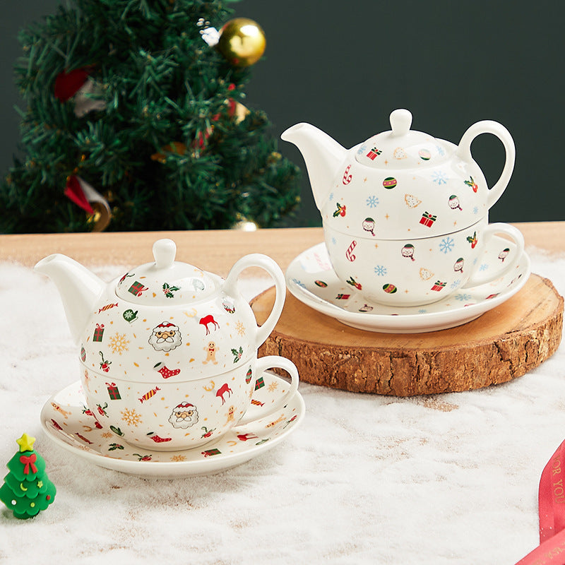 Vergoldetes Tee Set vergolded mit Weihnachtsmotief
