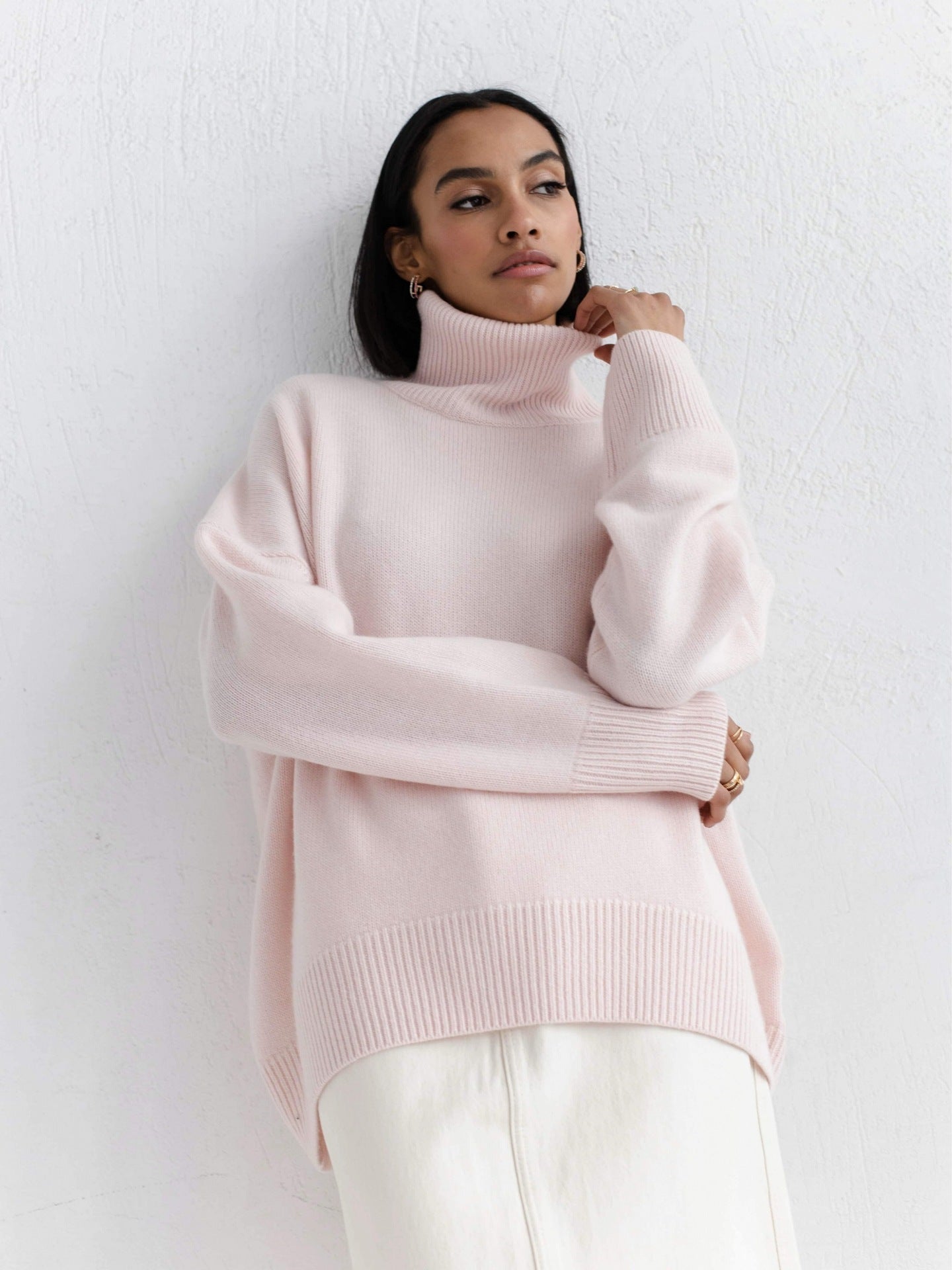 Winter Turtleneck Sweater Ins Solid Color Long Sleeve Pullover Top Women's Clothing