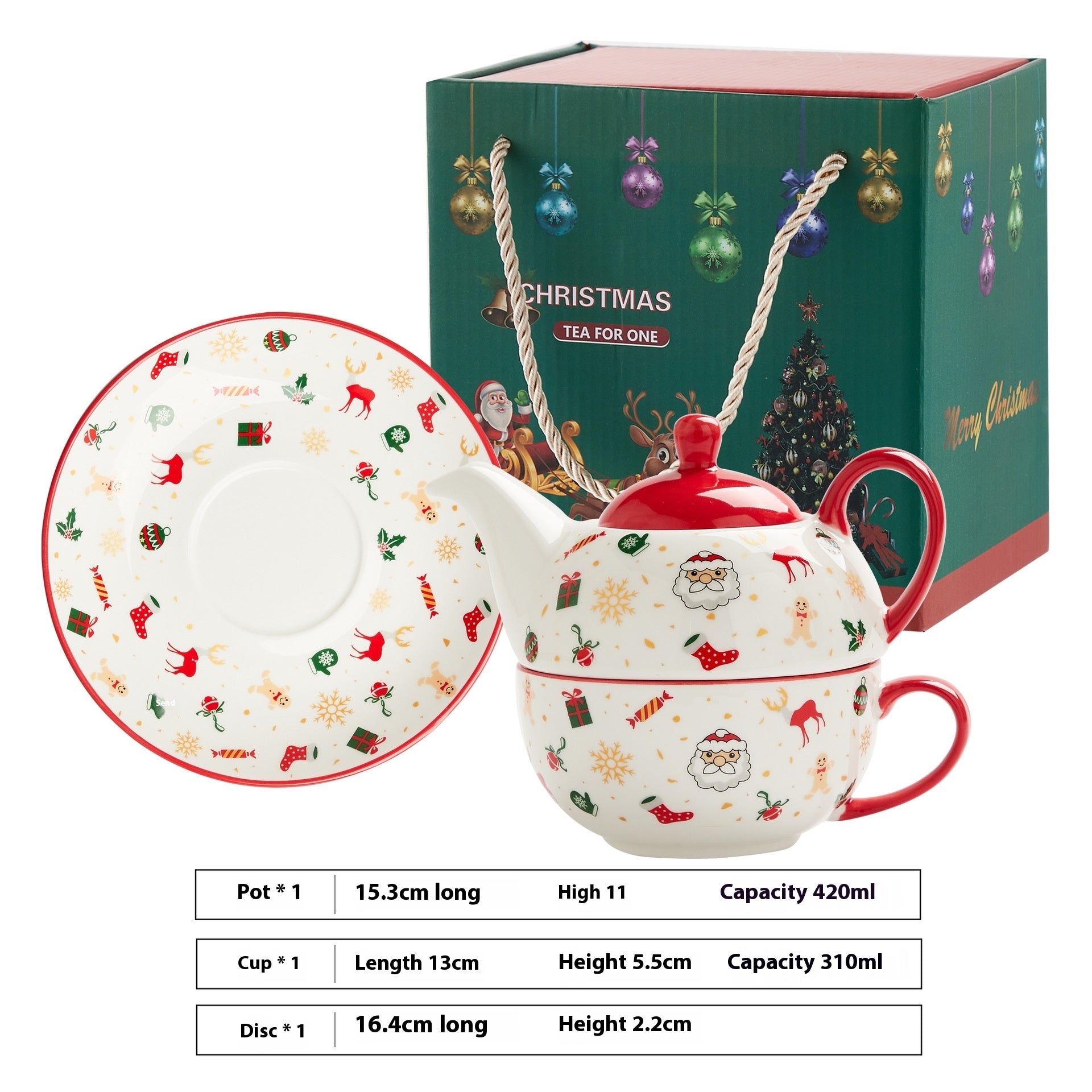 Vergoldetes Tee Set vergolded mit Weihnachtsmotief