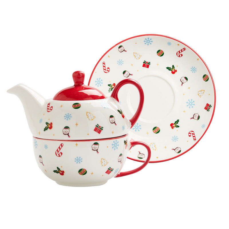 Vergoldetes Tee Set vergolded mit Weihnachtsmotief