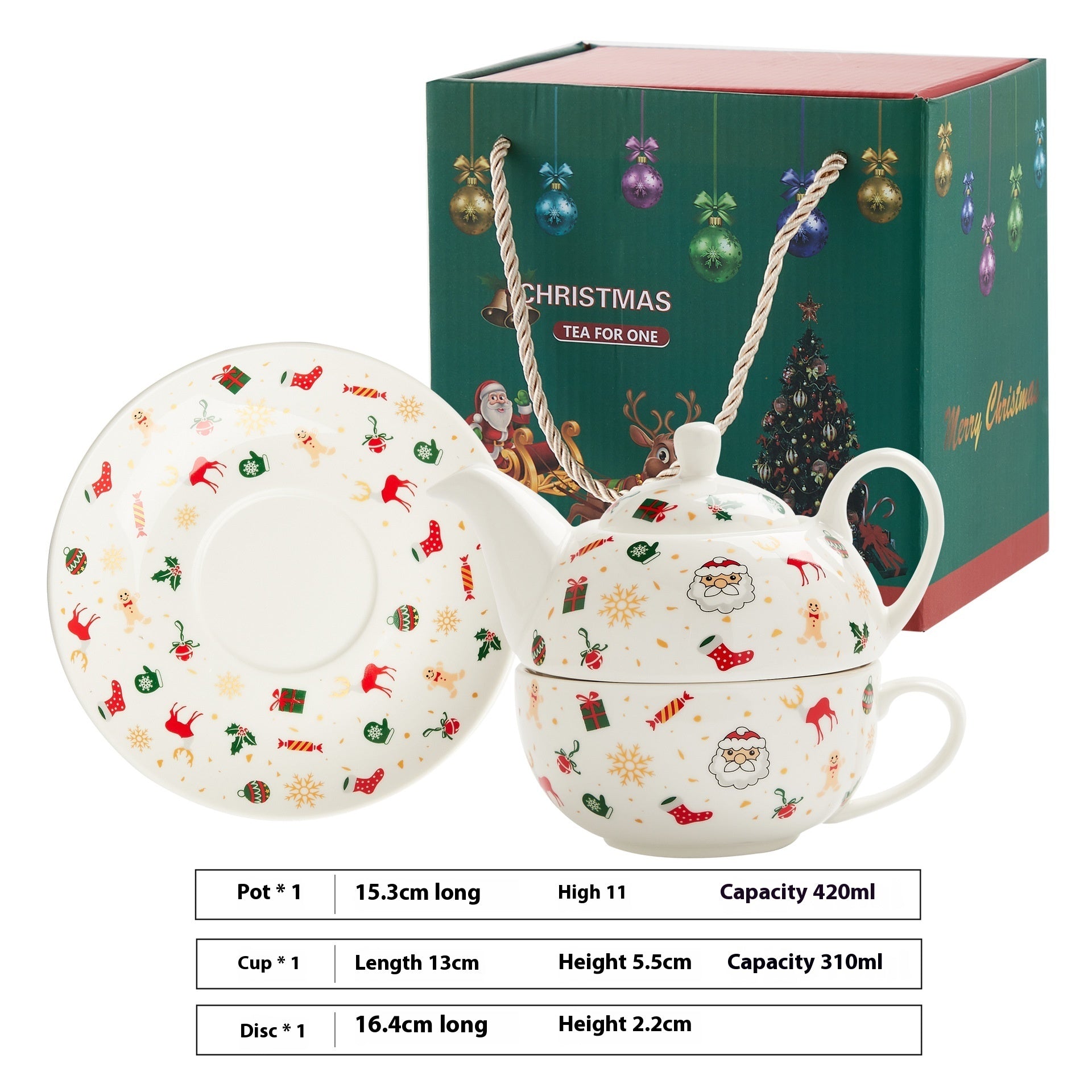 Vergoldetes Tee Set vergolded mit Weihnachtsmotief