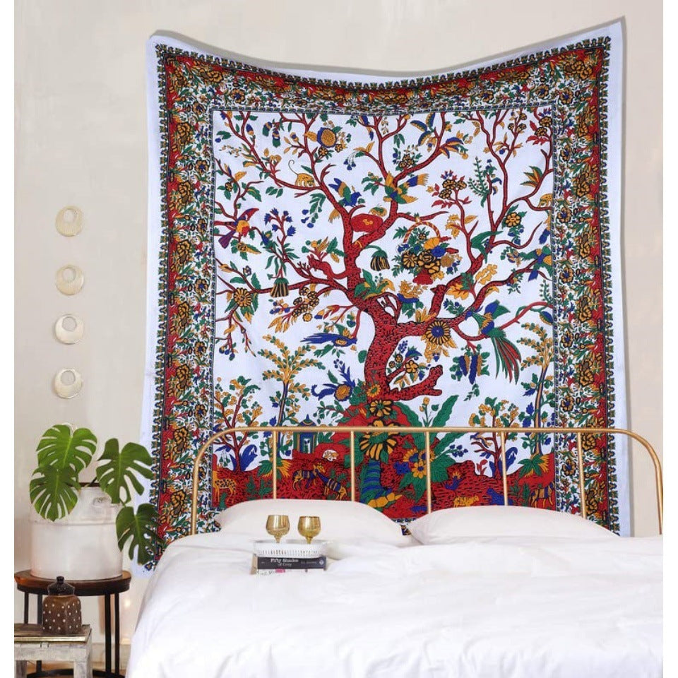 White Tree Of Life Flower Plant Pattern Tapestry