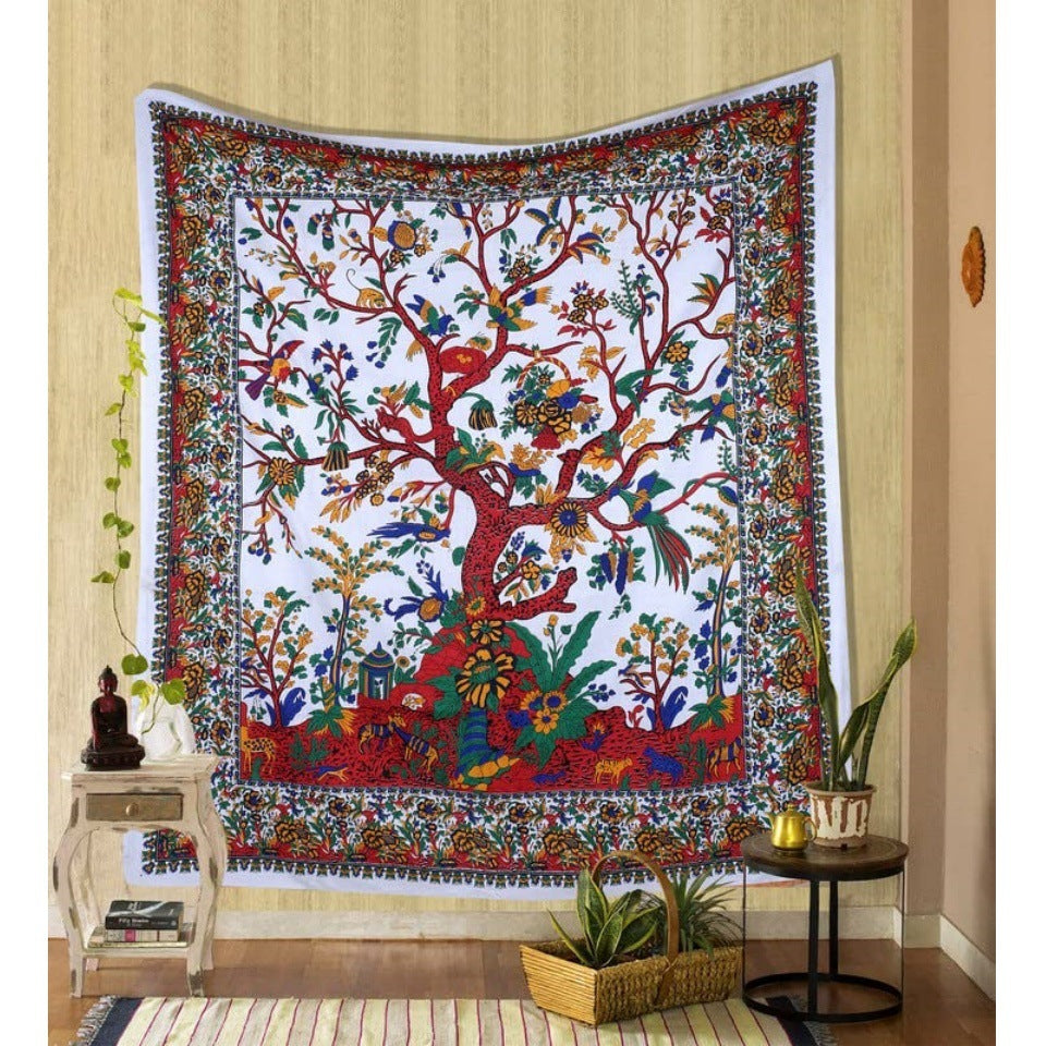 White Tree Of Life Flower Plant Pattern Tapestry